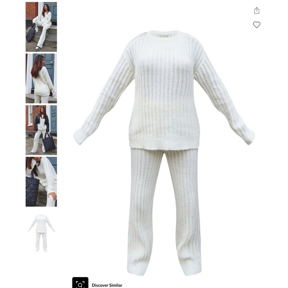 PrettyLittleThing Cream Chunky Ribbed Knitted Set - Picture 5 of 5